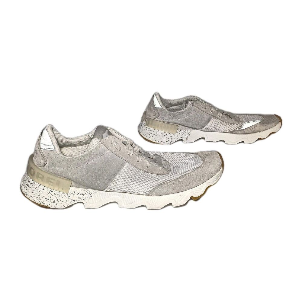 Sorel Kinetic Lite Sneakers Women Size 7 Beige White Lace Up Low Top NL3516-100